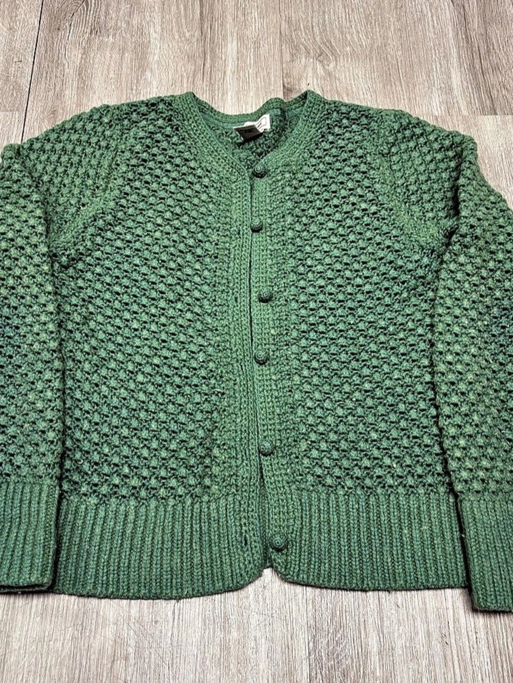 L.L.Bean Vintage Shaker Stitch Grandma Core Wool Knit Cardigan Womens Medium